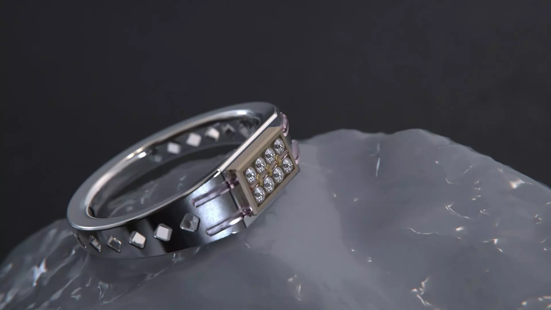 Crystal Geometry ring 3D model_6