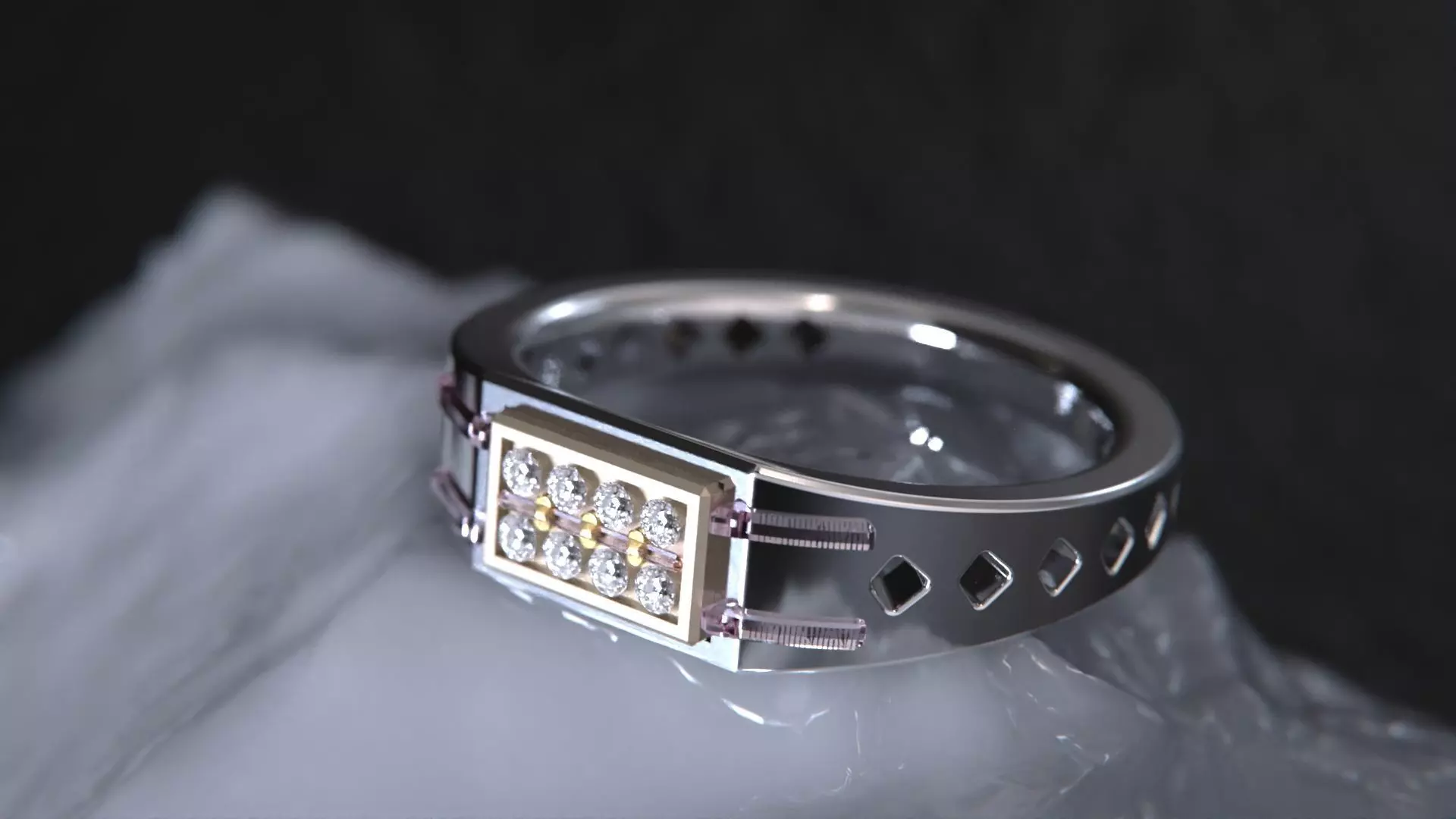 Crystal Geometry ring 3D model_0