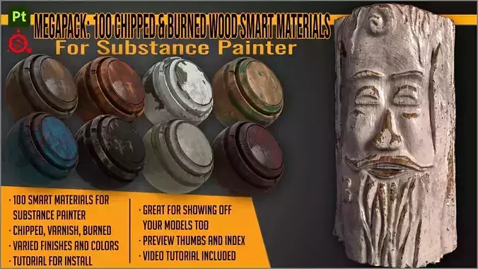 100 Chipped and Burned Wood smart materials - Substance Painter