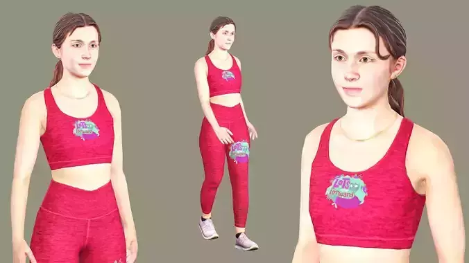 Realistic Rigged Girl Character AJ Game Ready 3D Model