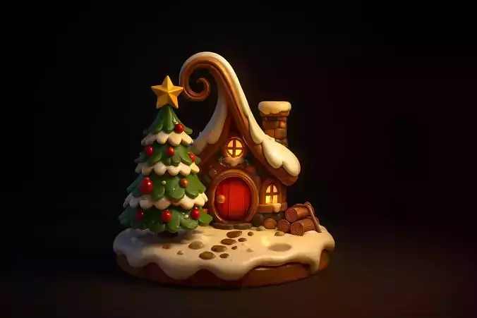 Whimsical Christmas Gingerbread Cottage Holiday Decor