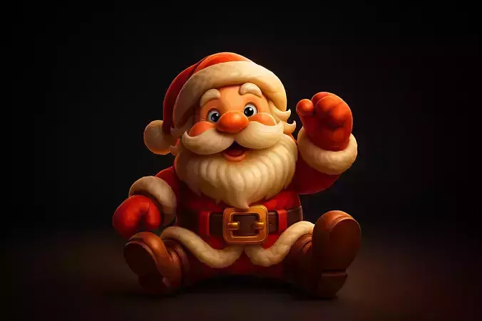 Adorable Chibi Santa Claus Figurine Festive Holiday Christmas