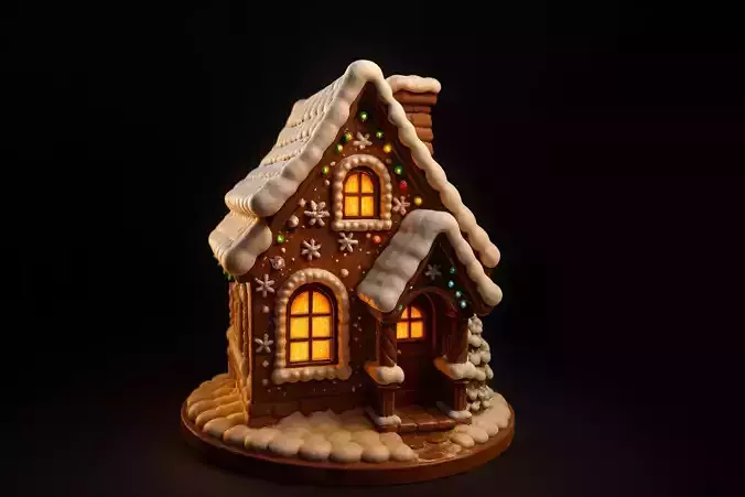 Cozy Gingerbread House Detailed Holiday Christmas  Decor 
