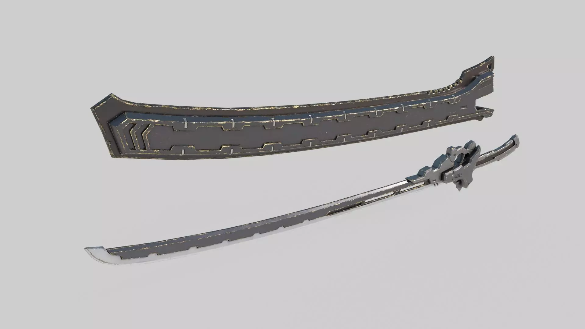 Future sci-fi cold weapon Samurai sword 3D model_4