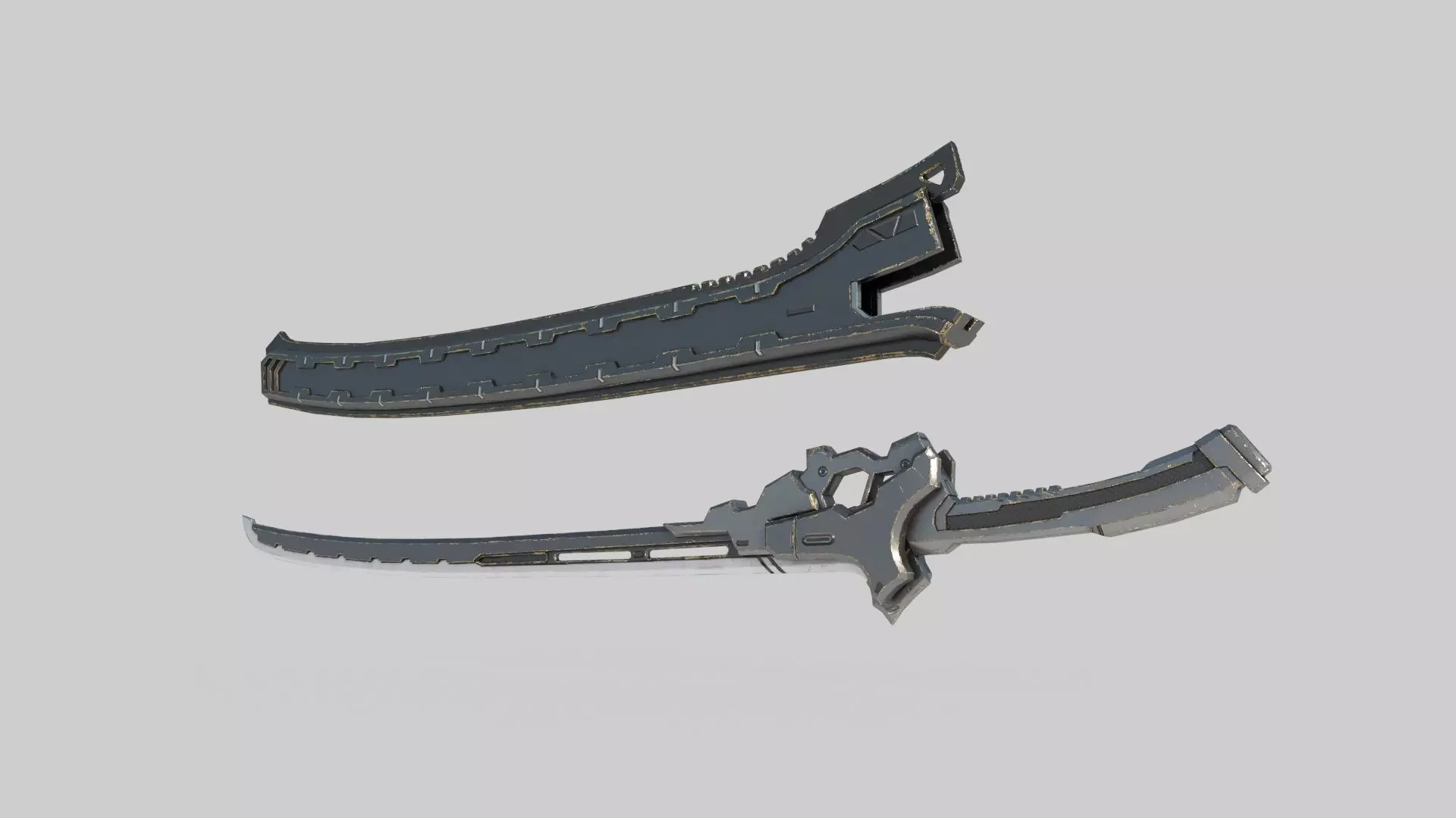 Future sci-fi cold weapon Samurai sword 3D model_2