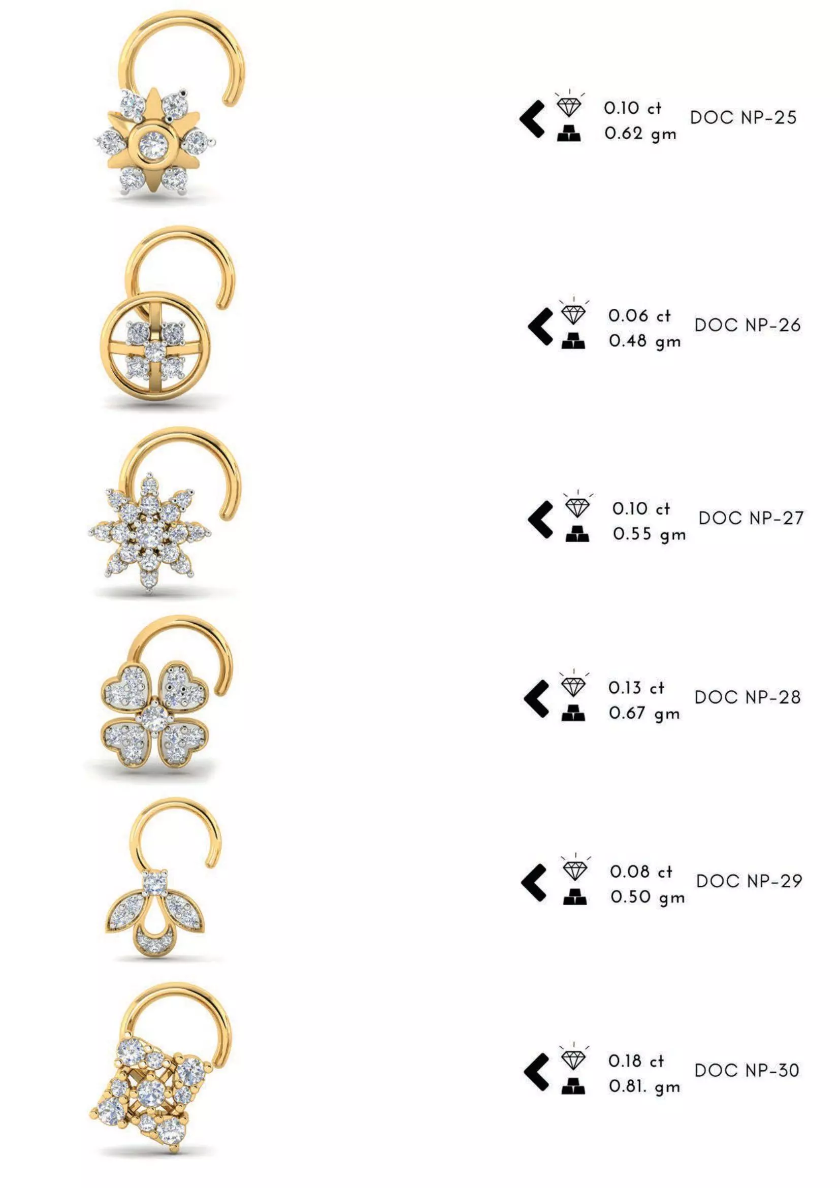 The Ultimate 250 plus Diamond Nose Pin CAD Pack 3D print model_5