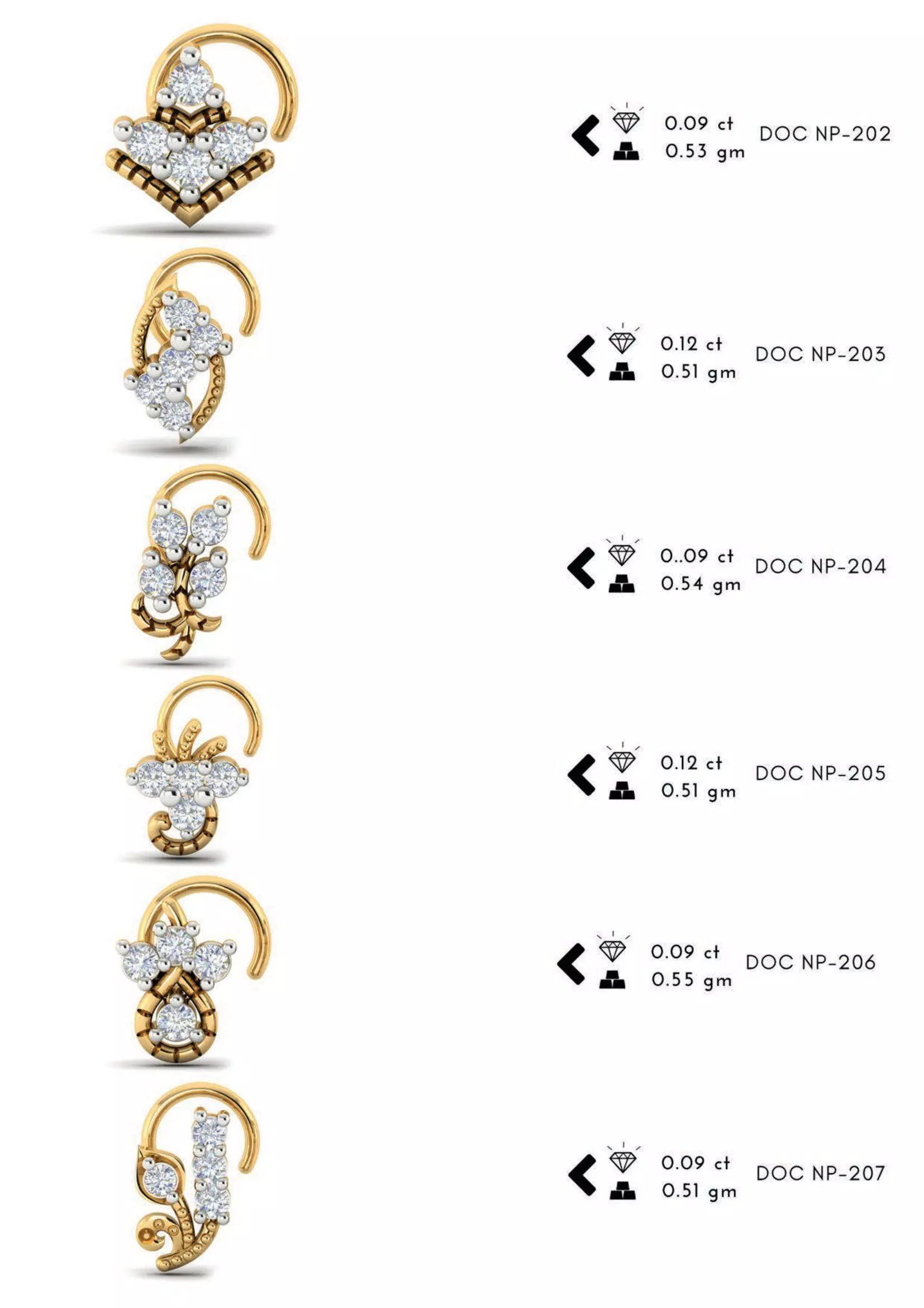 The Ultimate 250 plus Diamond Nose Pin CAD Pack 3D print model_39