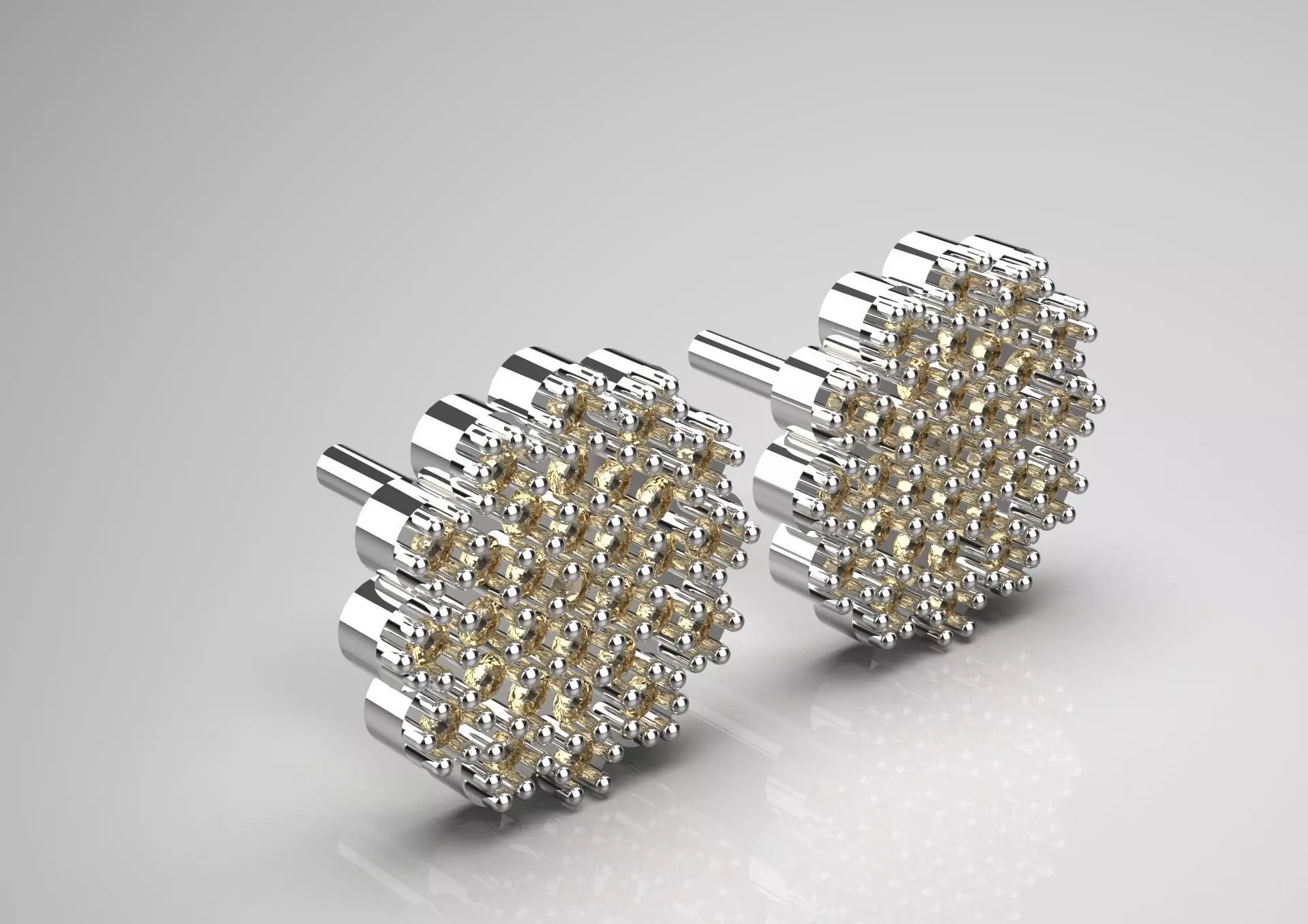 fully adorned stud earring with a voluminous model je0087 3D print model