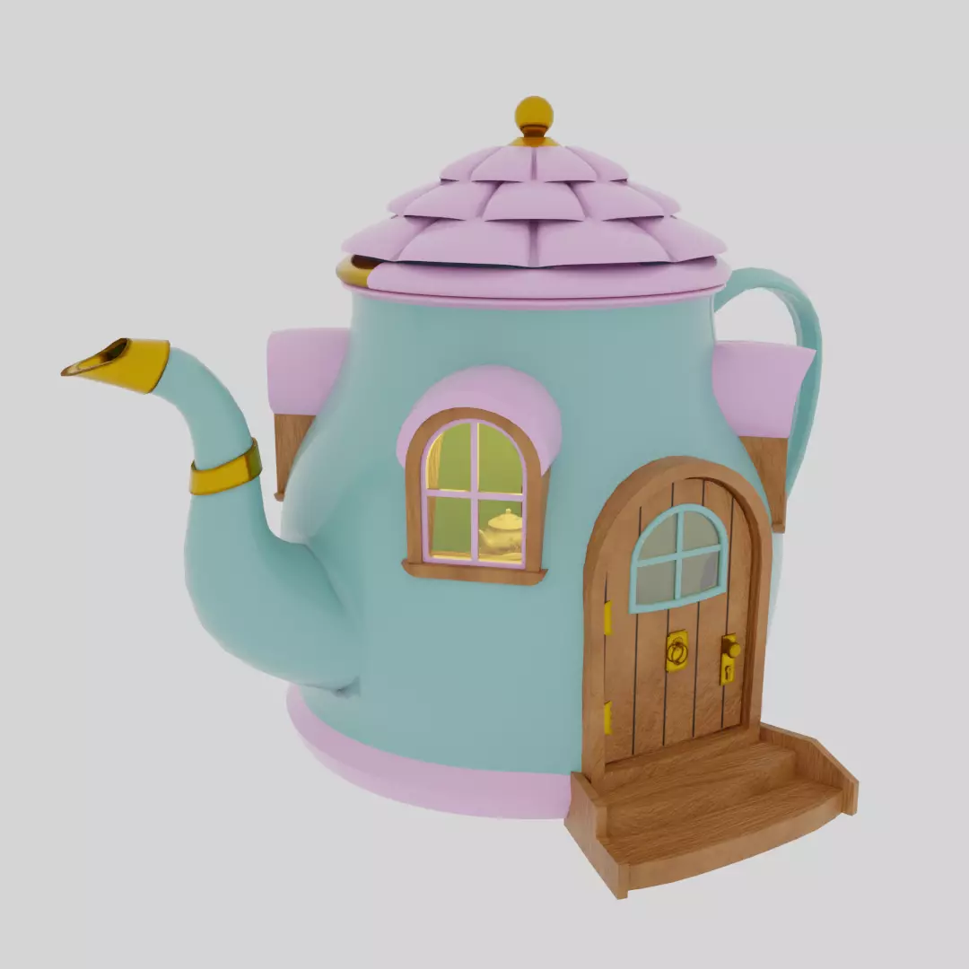 Teapot Miniature House 3D model_9