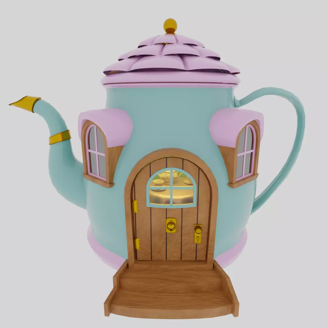 Teapot Miniature House 3D model_8