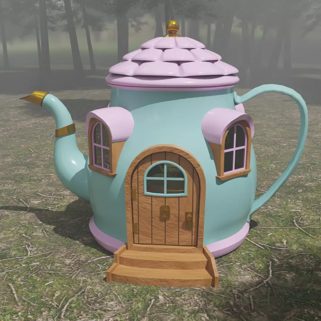 Teapot Miniature House 3D model_0