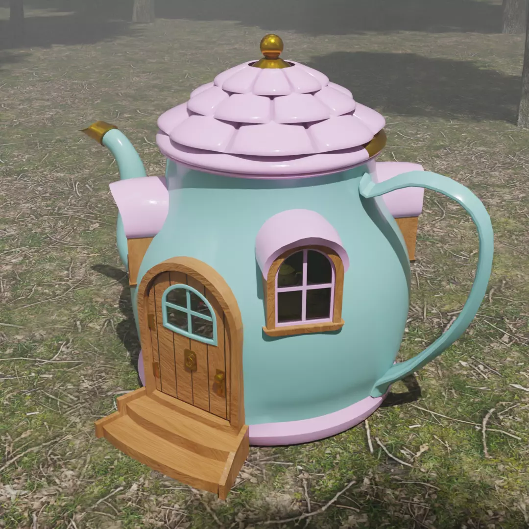 Teapot Miniature House 3D model_2