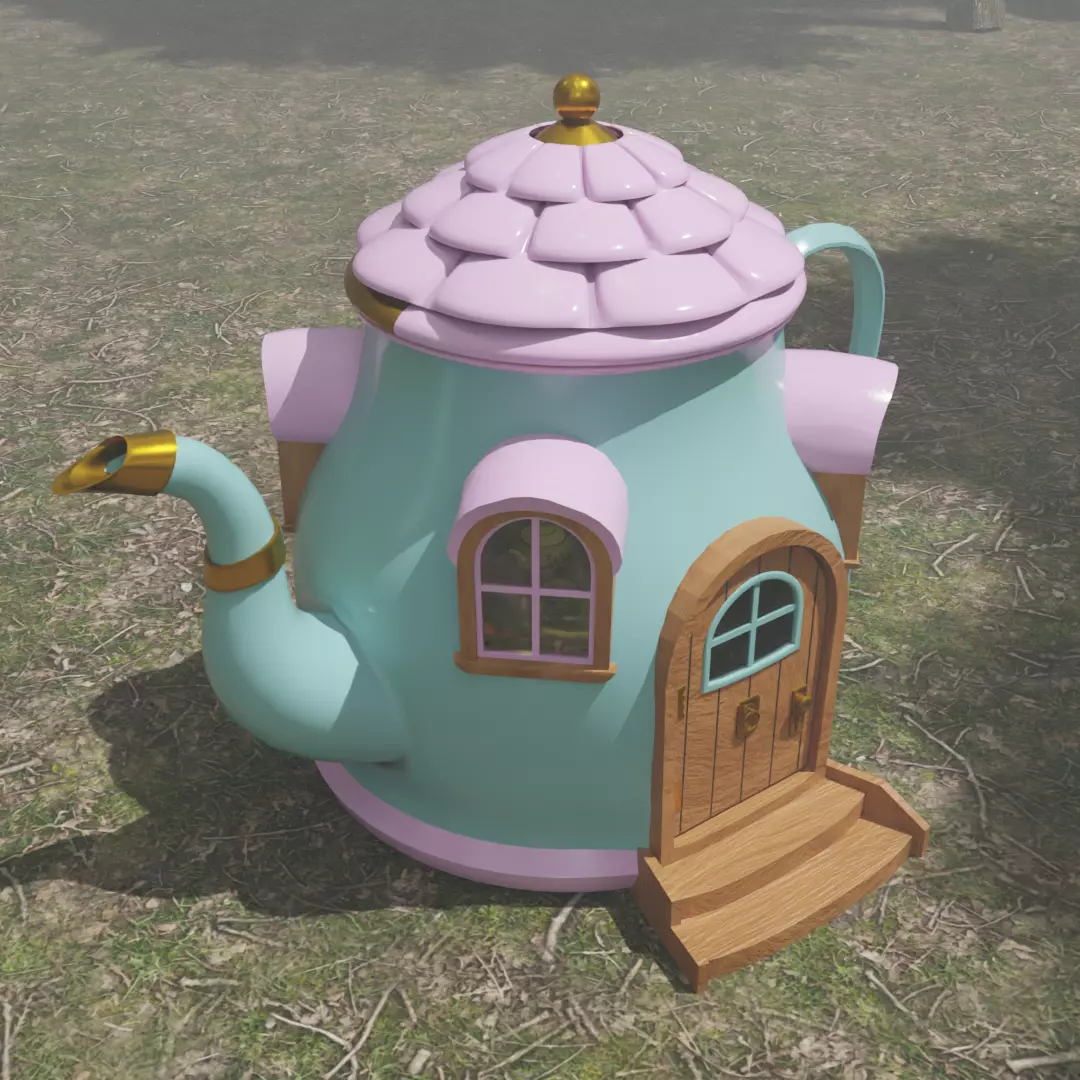 Teapot Miniature House 3D model_1