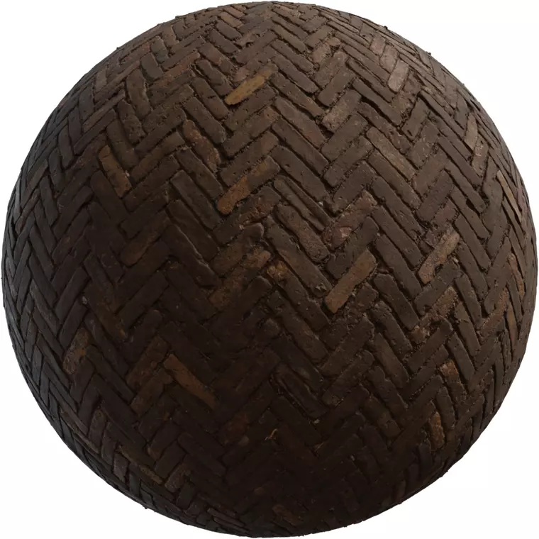 Herringbone Clay Brick Pavement PBR Texture Texture