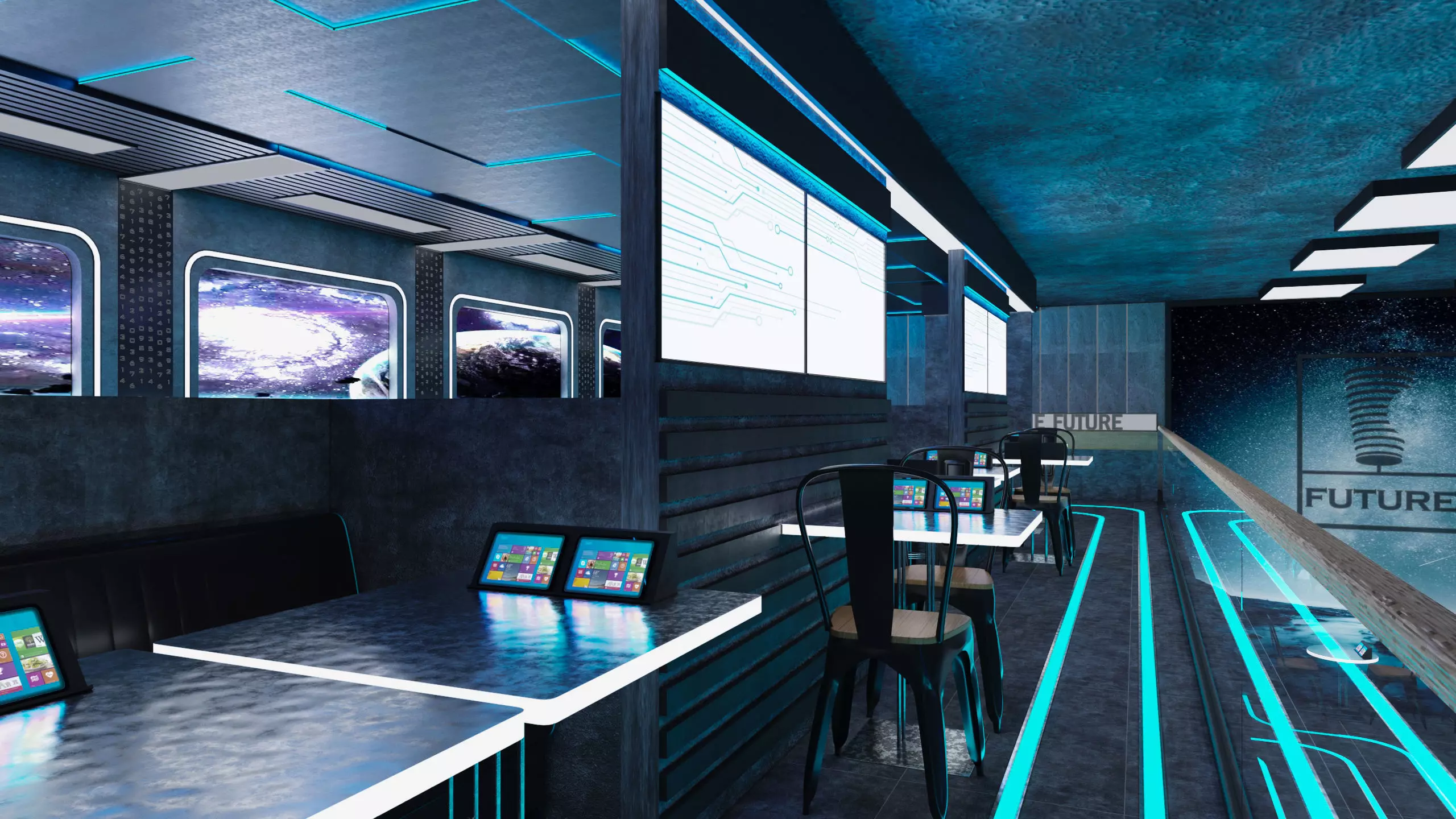 Futuristic Space-Themed Cafe Design Summary 3D model_10