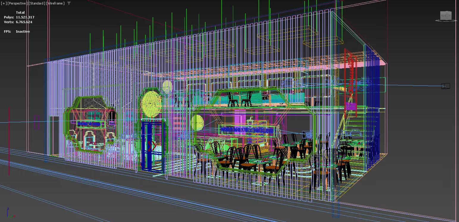 Futuristic Space-Themed Cafe Design Summary 3D model_12