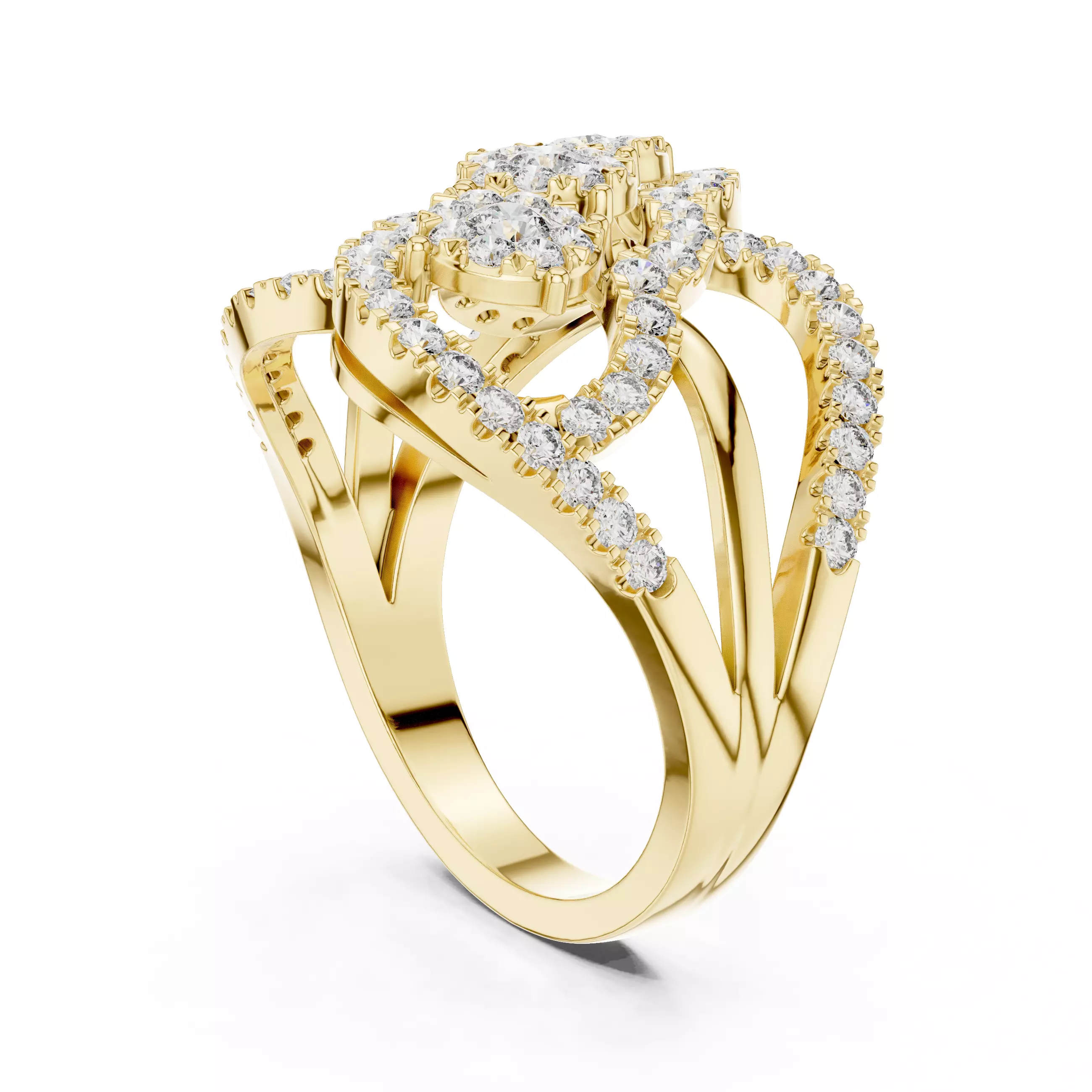 Round Diamond Ring 3D print model_12