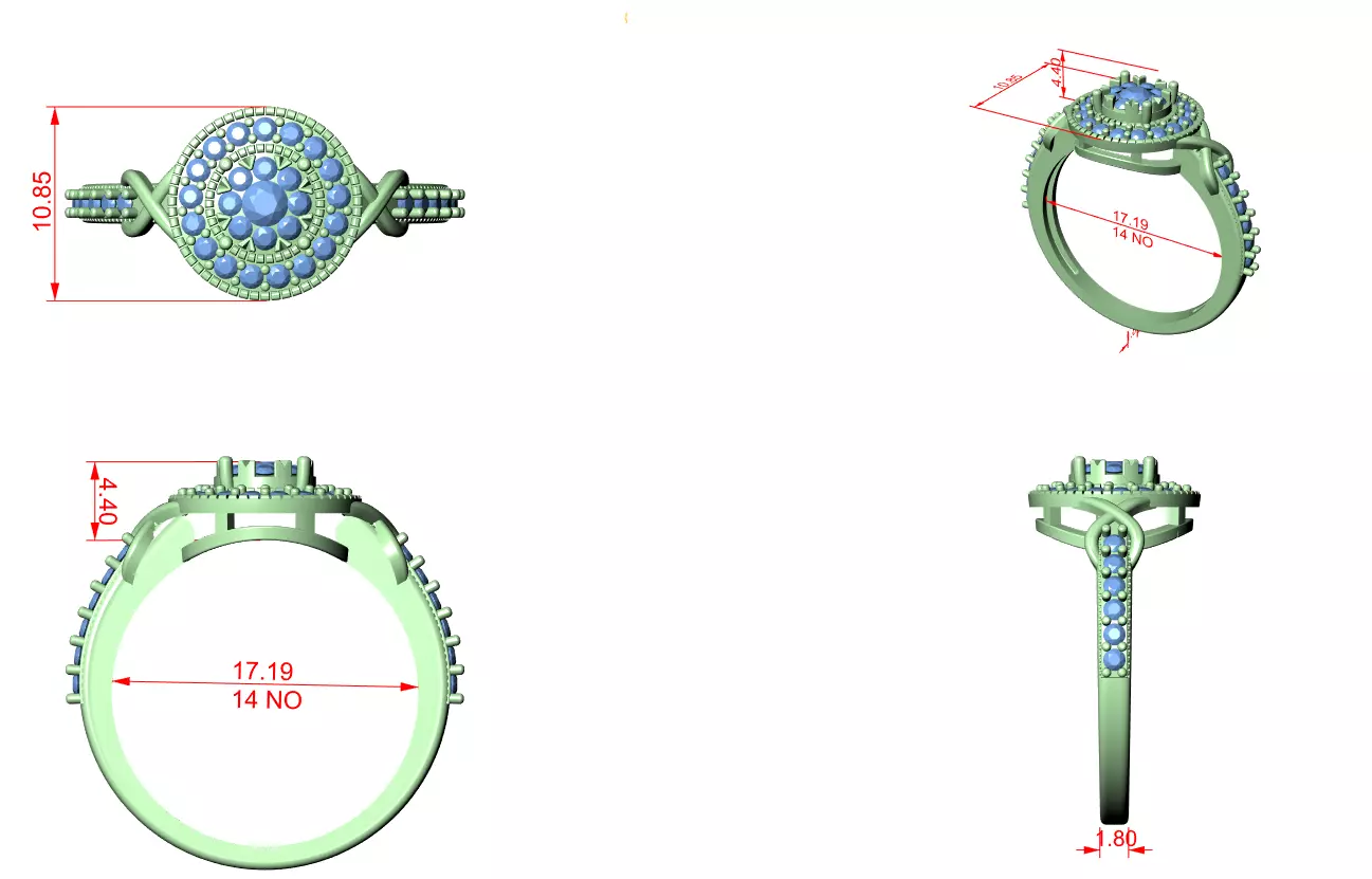 Round Diamond Ring 3D print model_12
