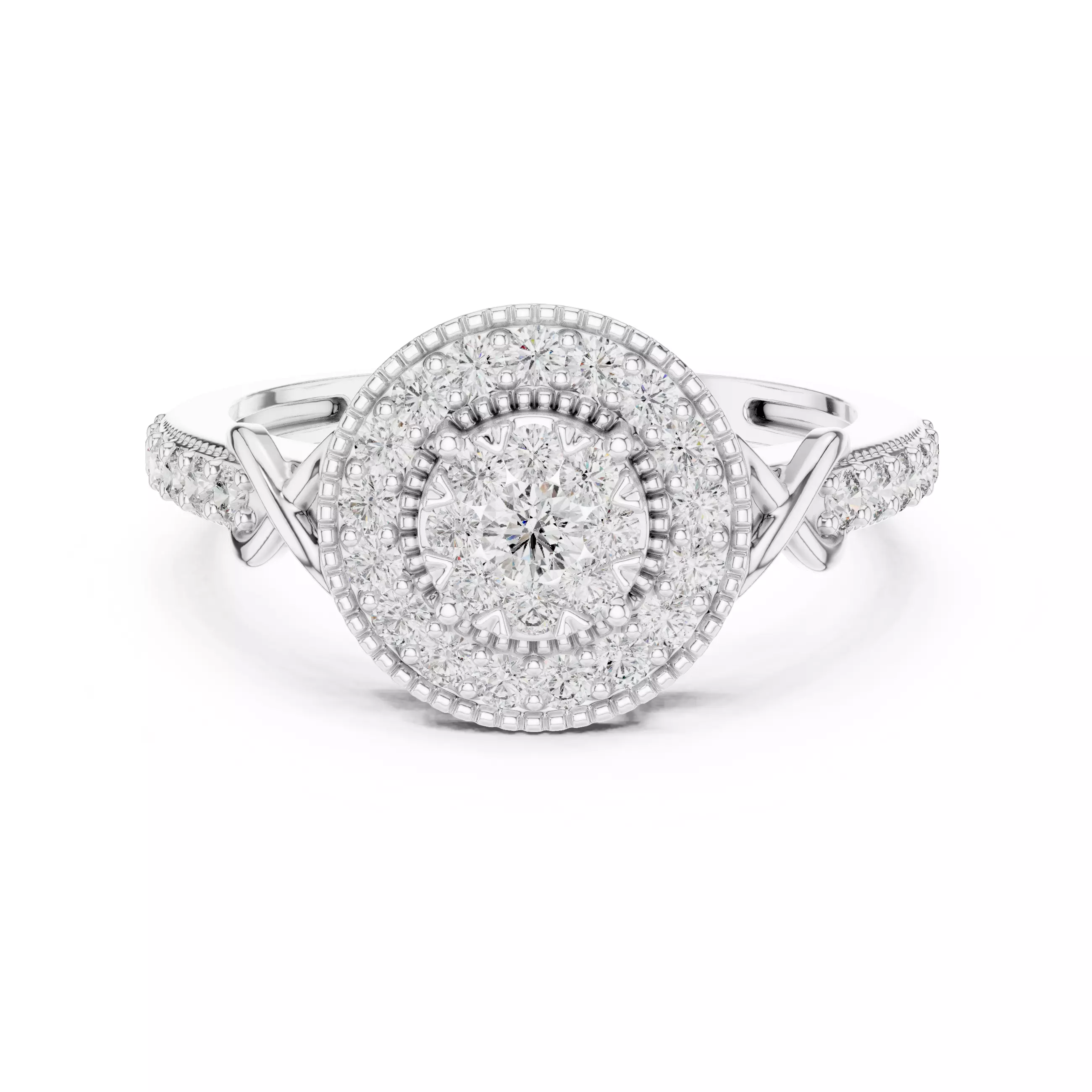 Round Diamond Ring 3D print model_5