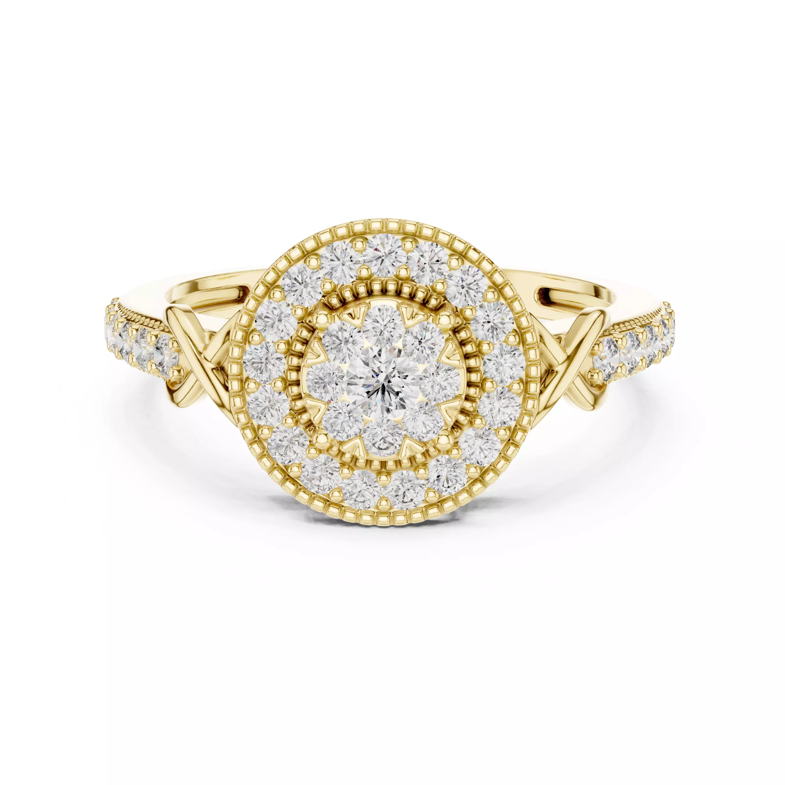 Round Diamond Ring 3D print model_9