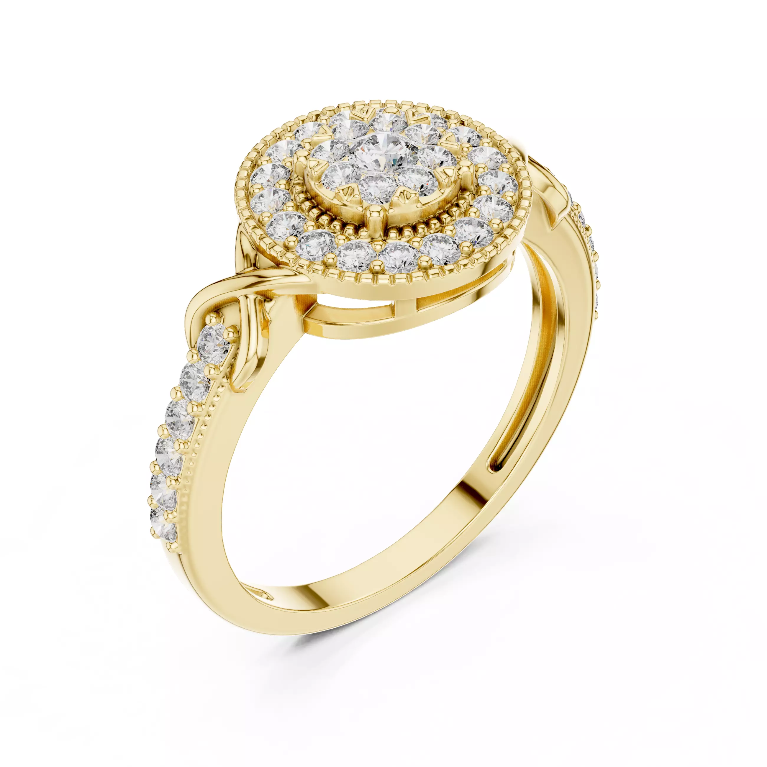 Round Diamond Ring 3D print model_11