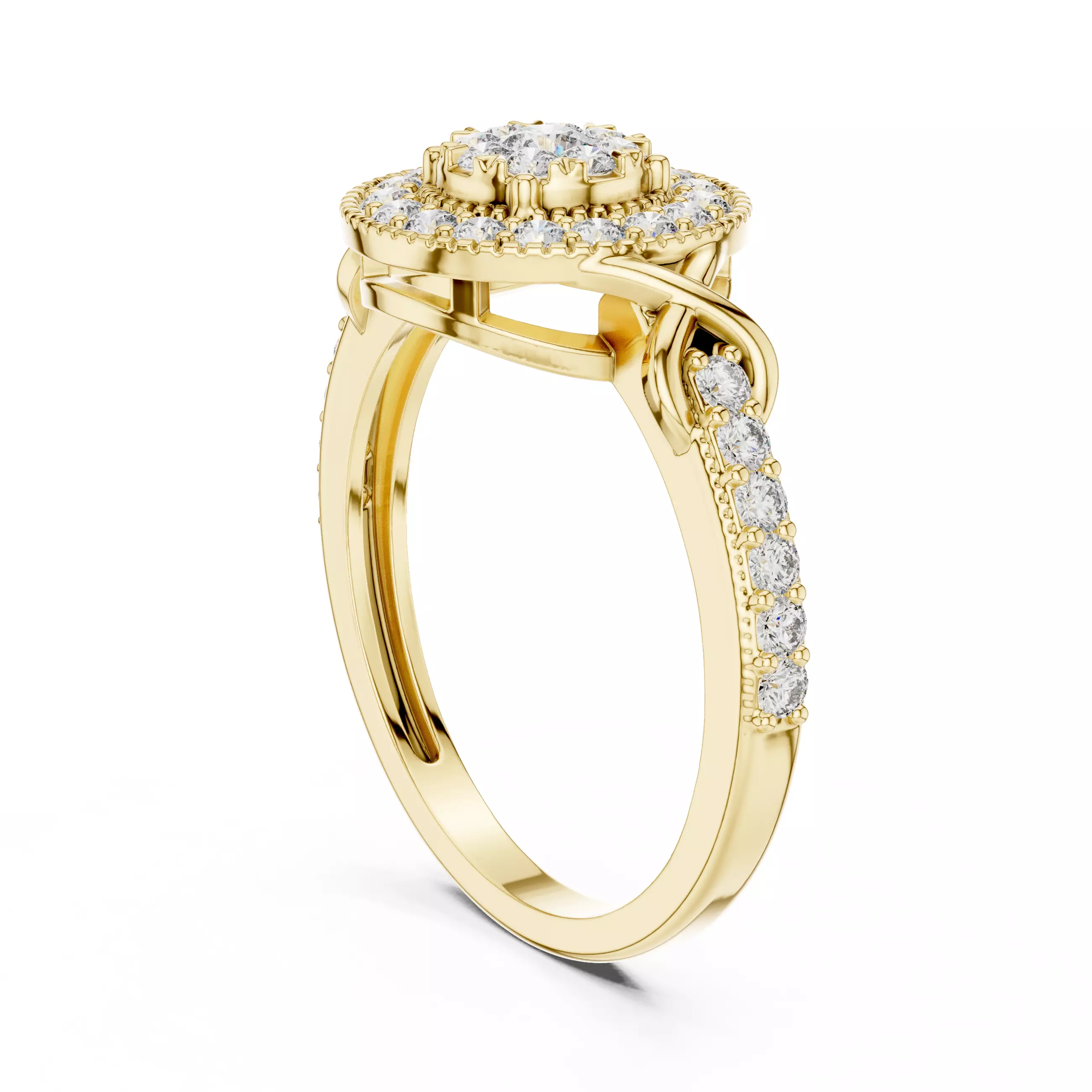 Round Diamond Ring 3D print model_10