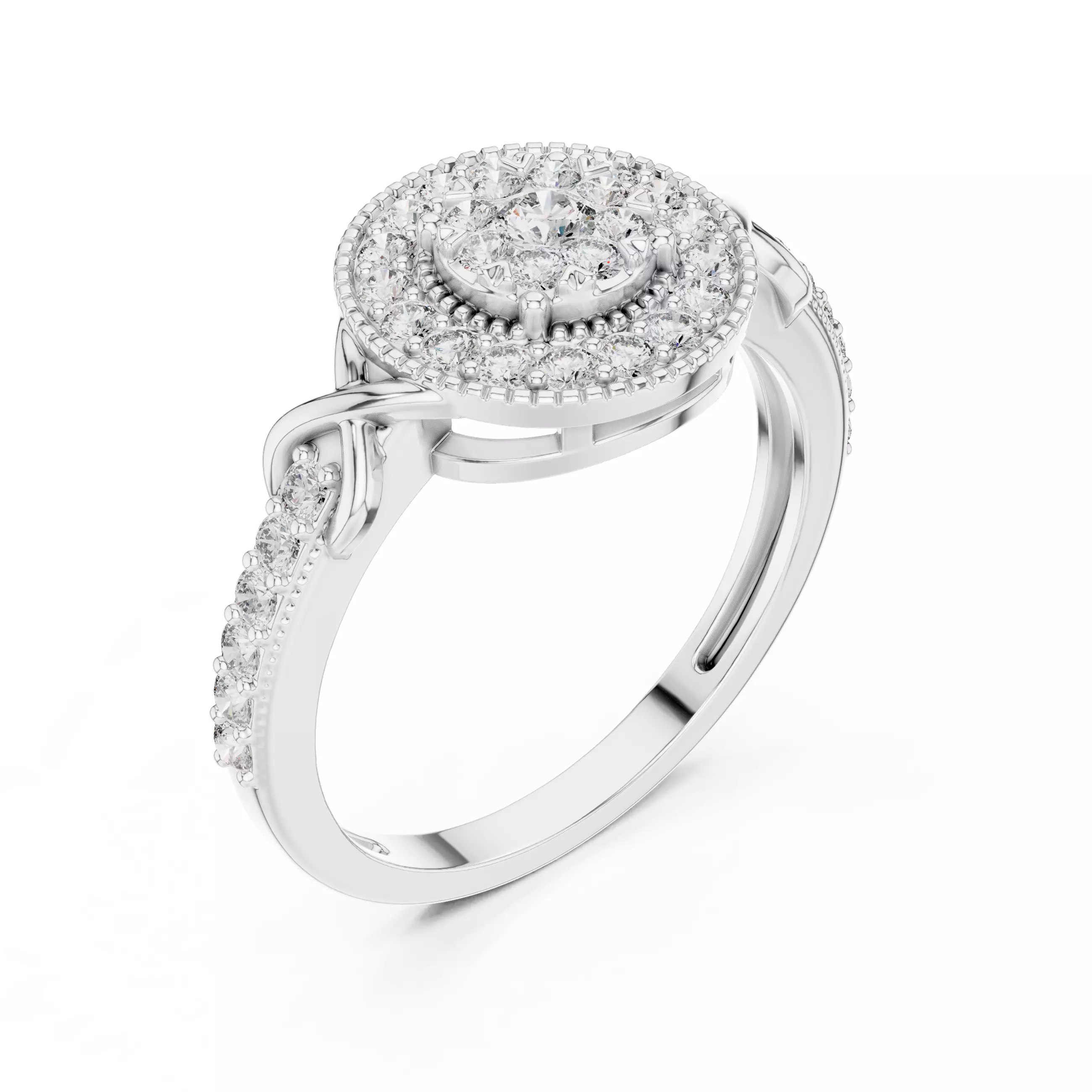 Round Diamond Ring 3D print model_7