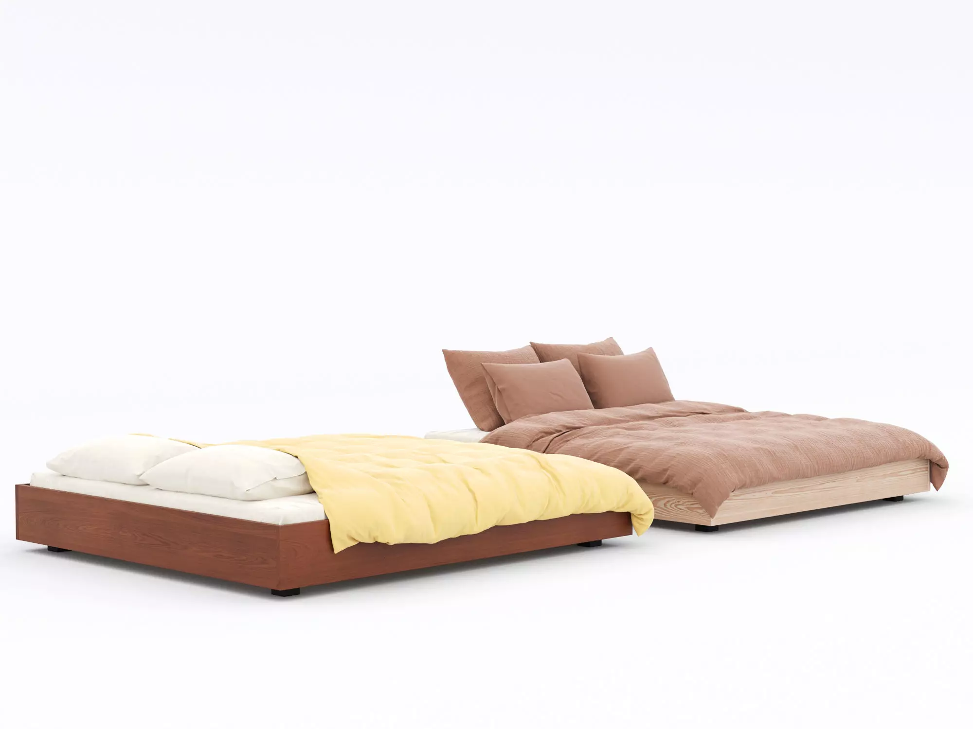 Bed Scandinavian low modern 3D model