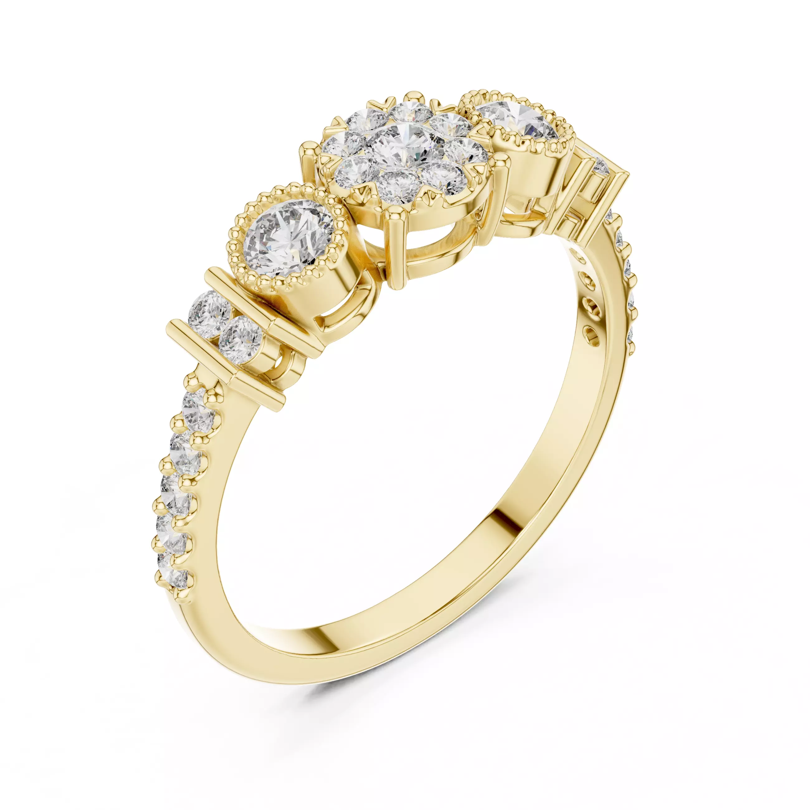 Round Diamond Ring 3D print model_13