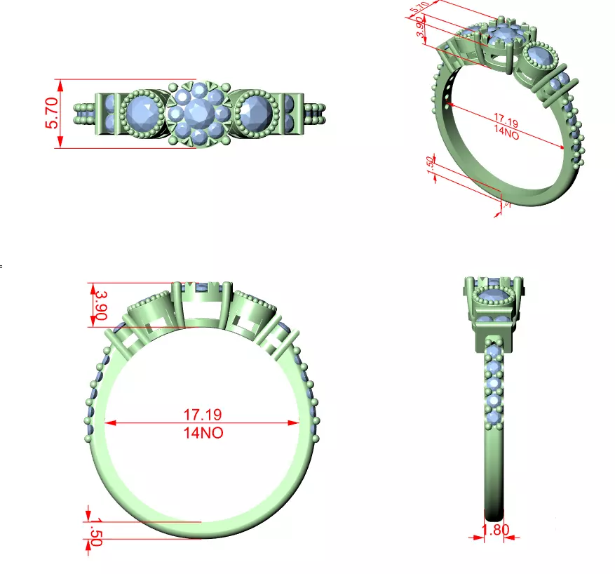 Round Diamond Ring 3D print model_8