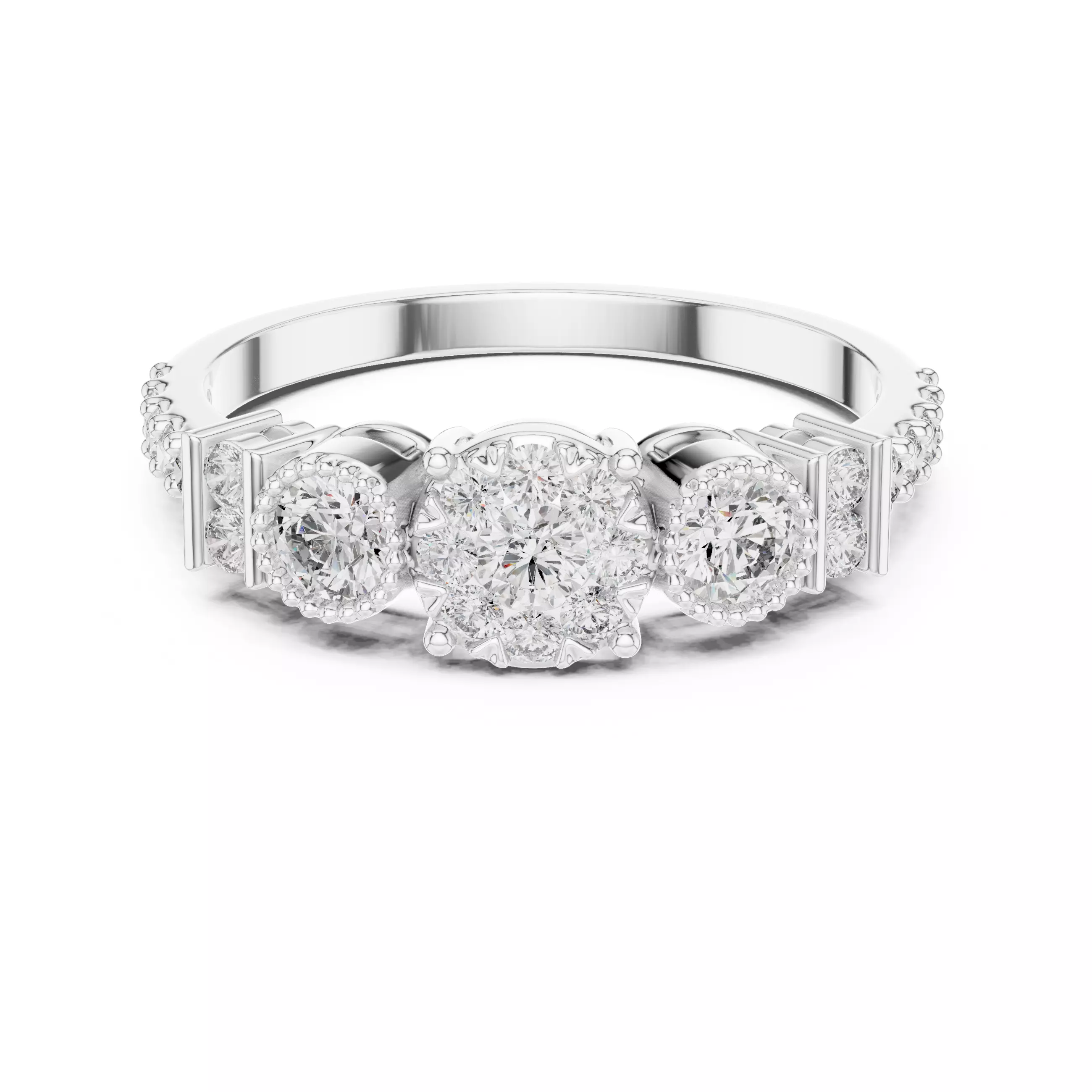 Round Diamond Ring 3D print model_5