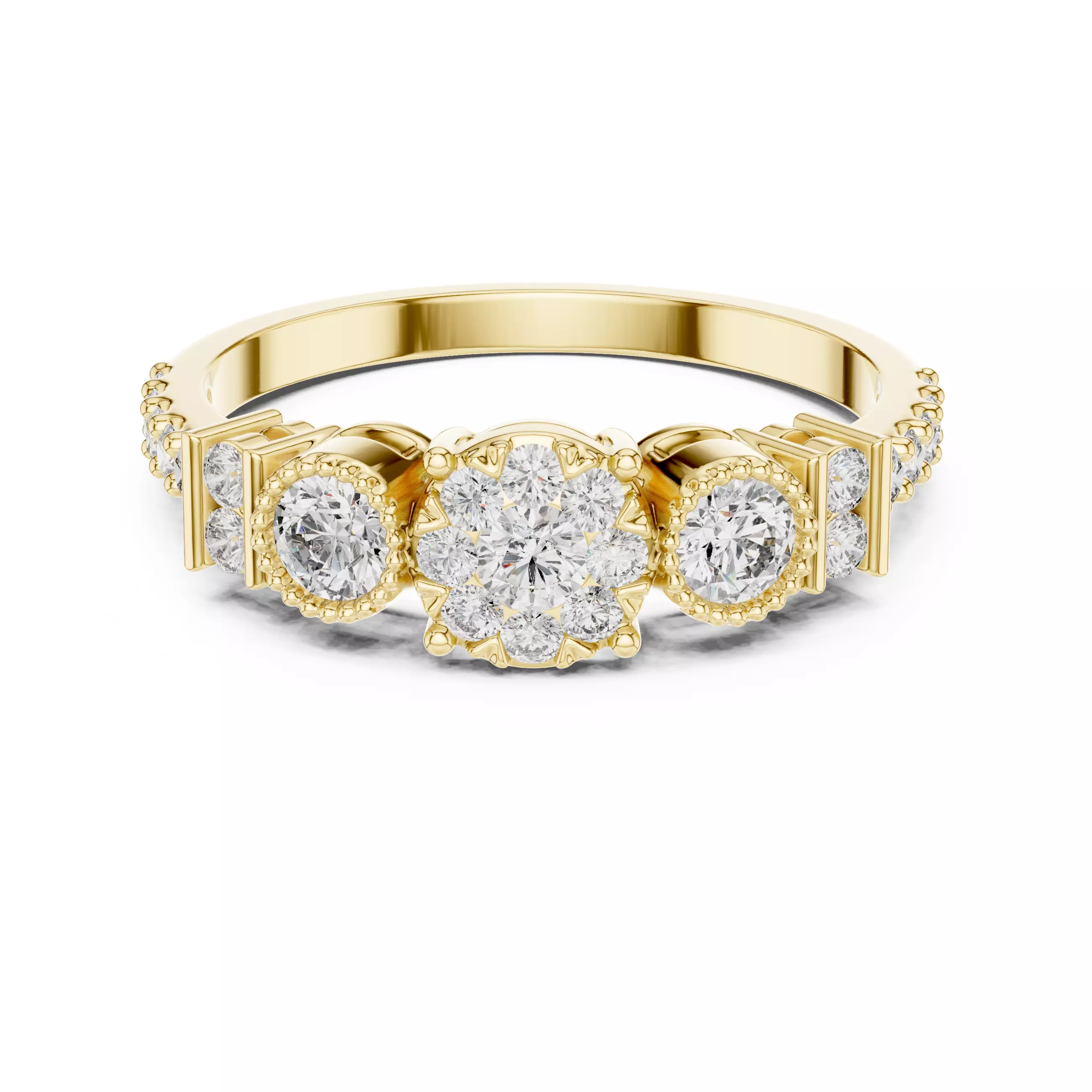 Round Diamond Ring 3D print model_7