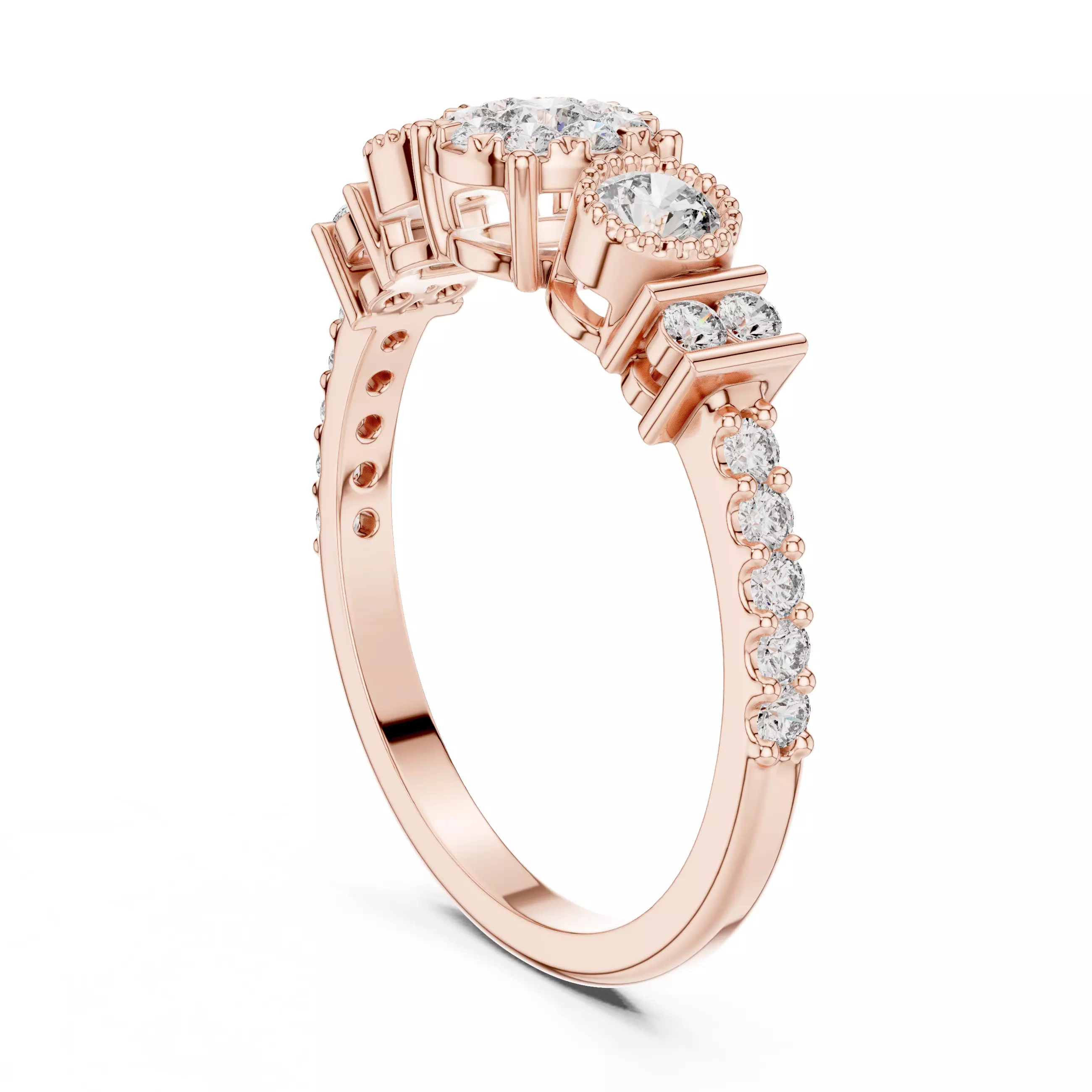 Round Diamond Ring 3D print model_2