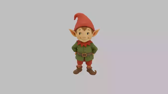 Christmas Elf Character - Cartoon Holiday 3D Model