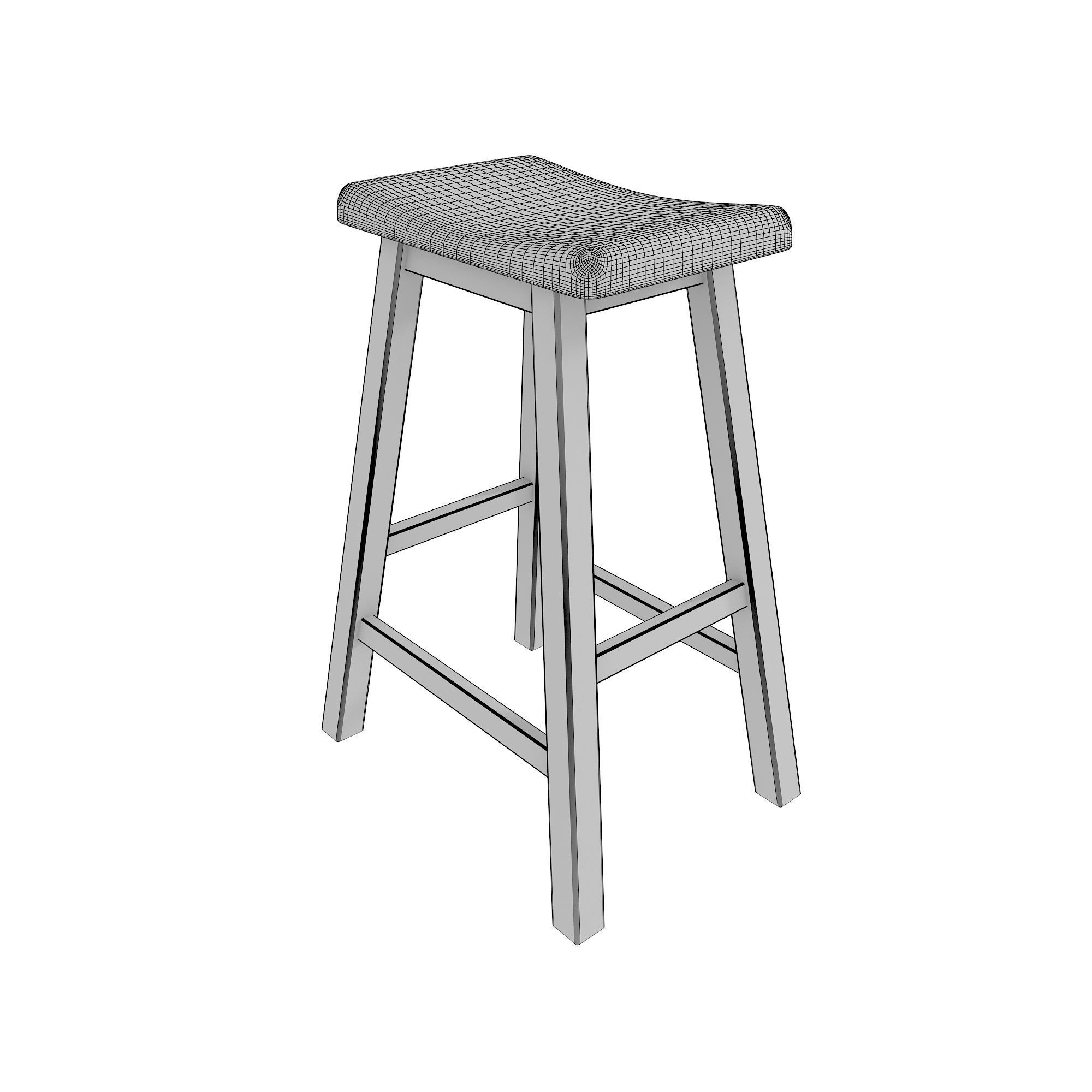 Tywin Walnut Bar Stool 3D model_7
