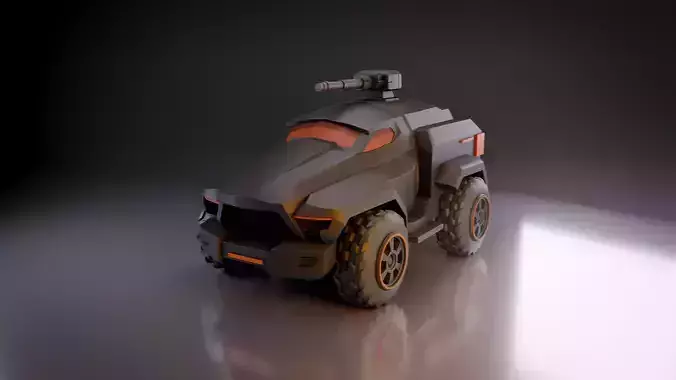 Stylized Modular Armed Jeep  Game Ready Vehicle