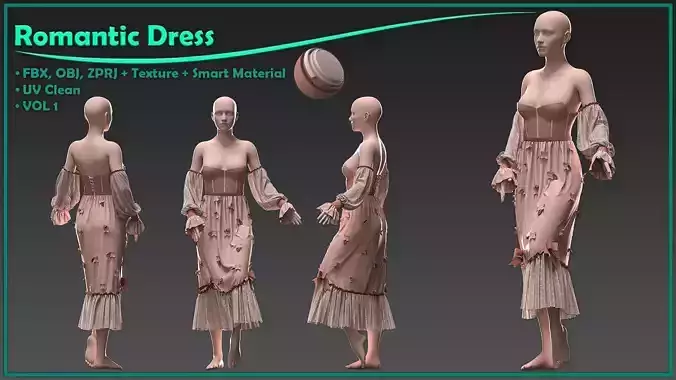 romantic style dress with texture and smart material