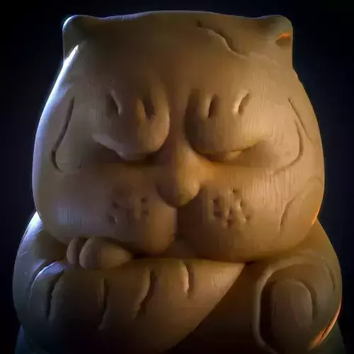 Wooden Statue Tiger Vol 01 - OBJ - FBX - Unwrap - Texture