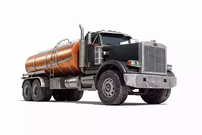Heavy Duty Fuel Tanker Truck Low-poly 3D model