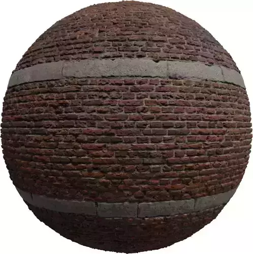 Historic Red Brick Wall with Stone Belt Courses PBR Texture