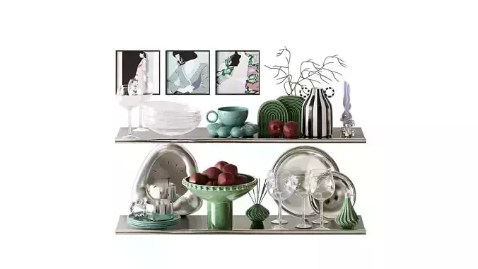 Retro kitchen set with plums