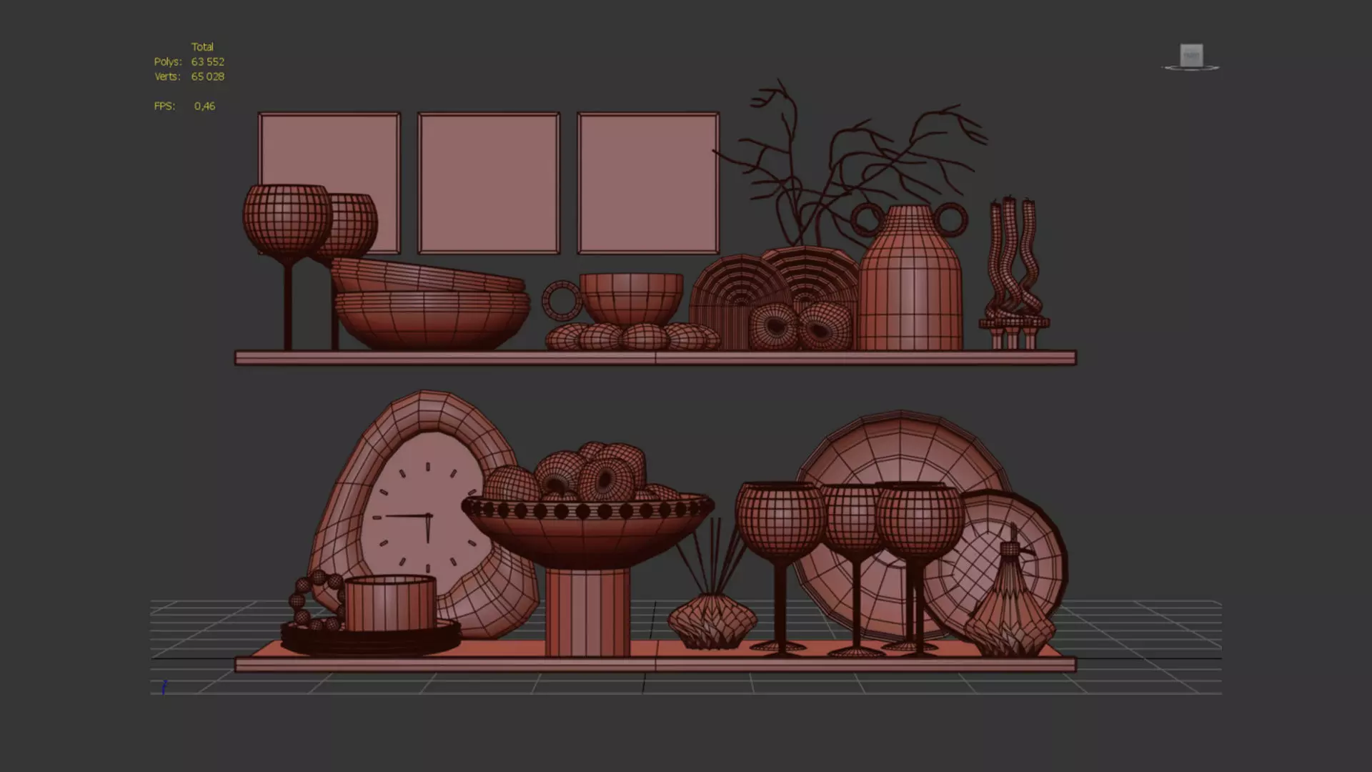 Retro kitchen set with plums 3D model_5