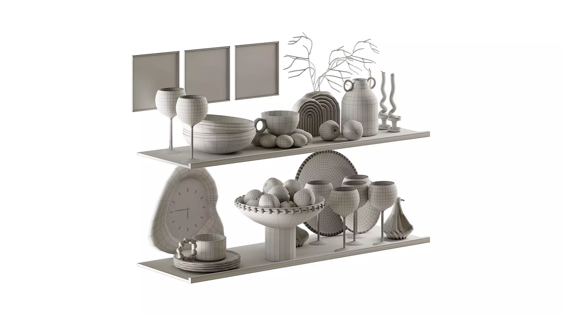 Retro kitchen set with plums 3D model_4