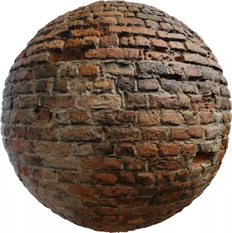 Heavily Weathered Red Brick Wall PBR Texture Texture