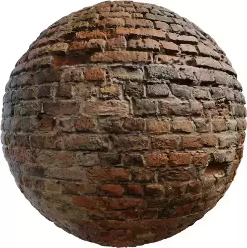 Heavily Weathered Red Brick Wall PBR Texture 