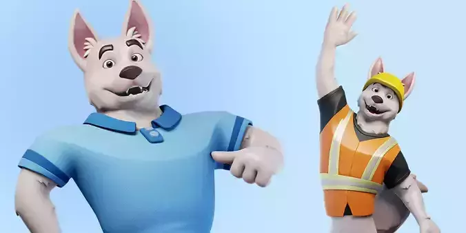 Cartoon Mascot Dog Rigged 3D model
