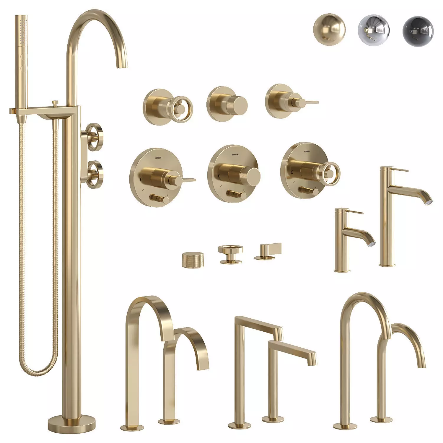 Kohler Components taps and shower set 3D model