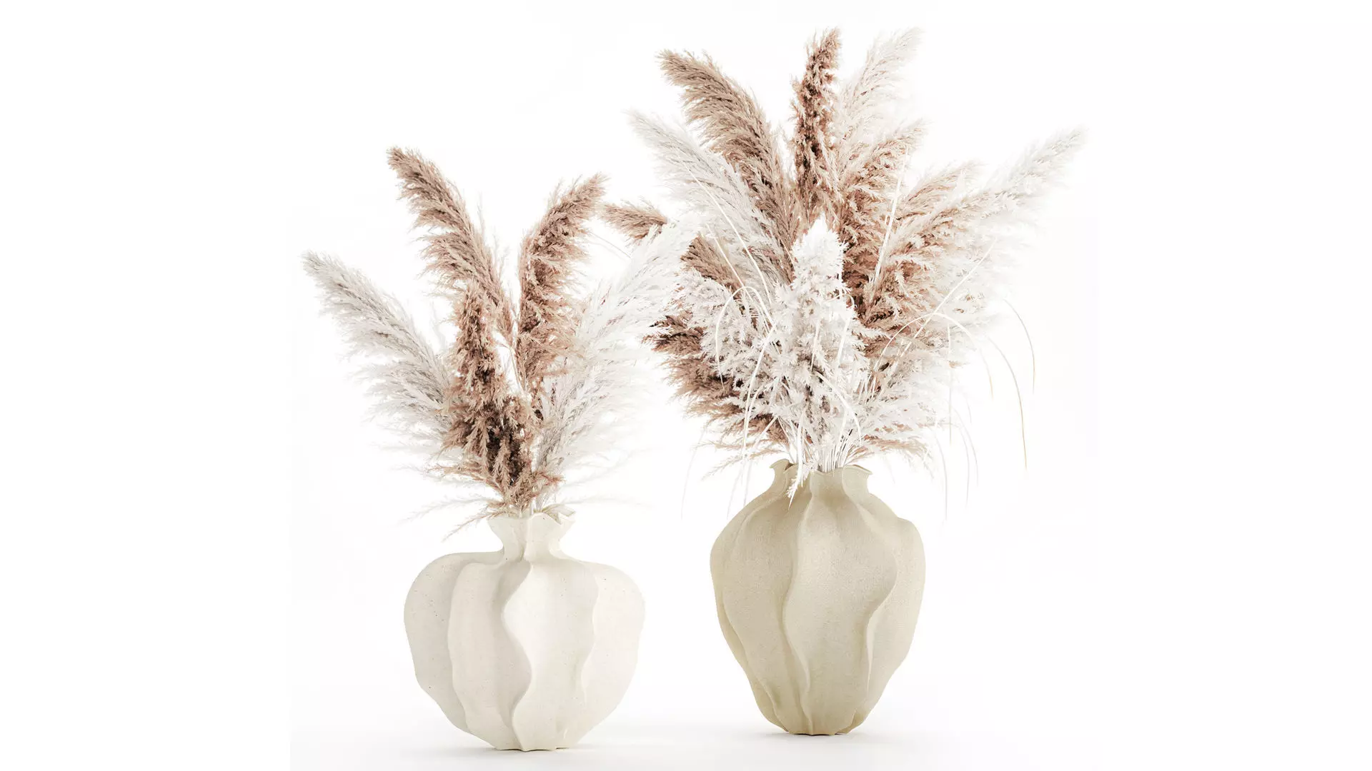 Bouquet dried flowers cortaderia pampas grass vase decor 3D model