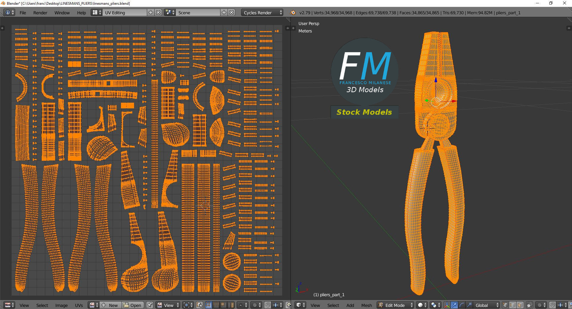 Linesman pliers 3D model_14