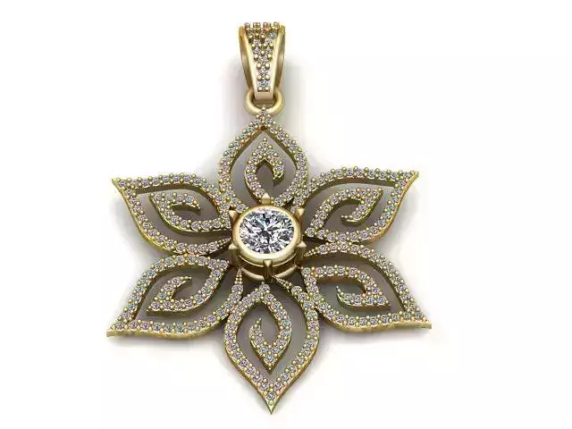 Floral Diamond Star Pendant  3D Printable Jewelry Model 
